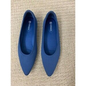VIVAIA Aria 5° Pointed Toe Blue Ballet Flat Washable Comfort Shoes 8.5